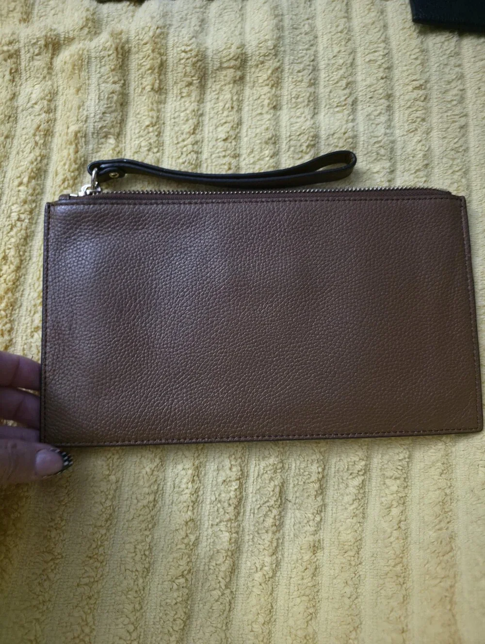 Michael Kors Brown Pebbled Leather Wristlet Clutch
